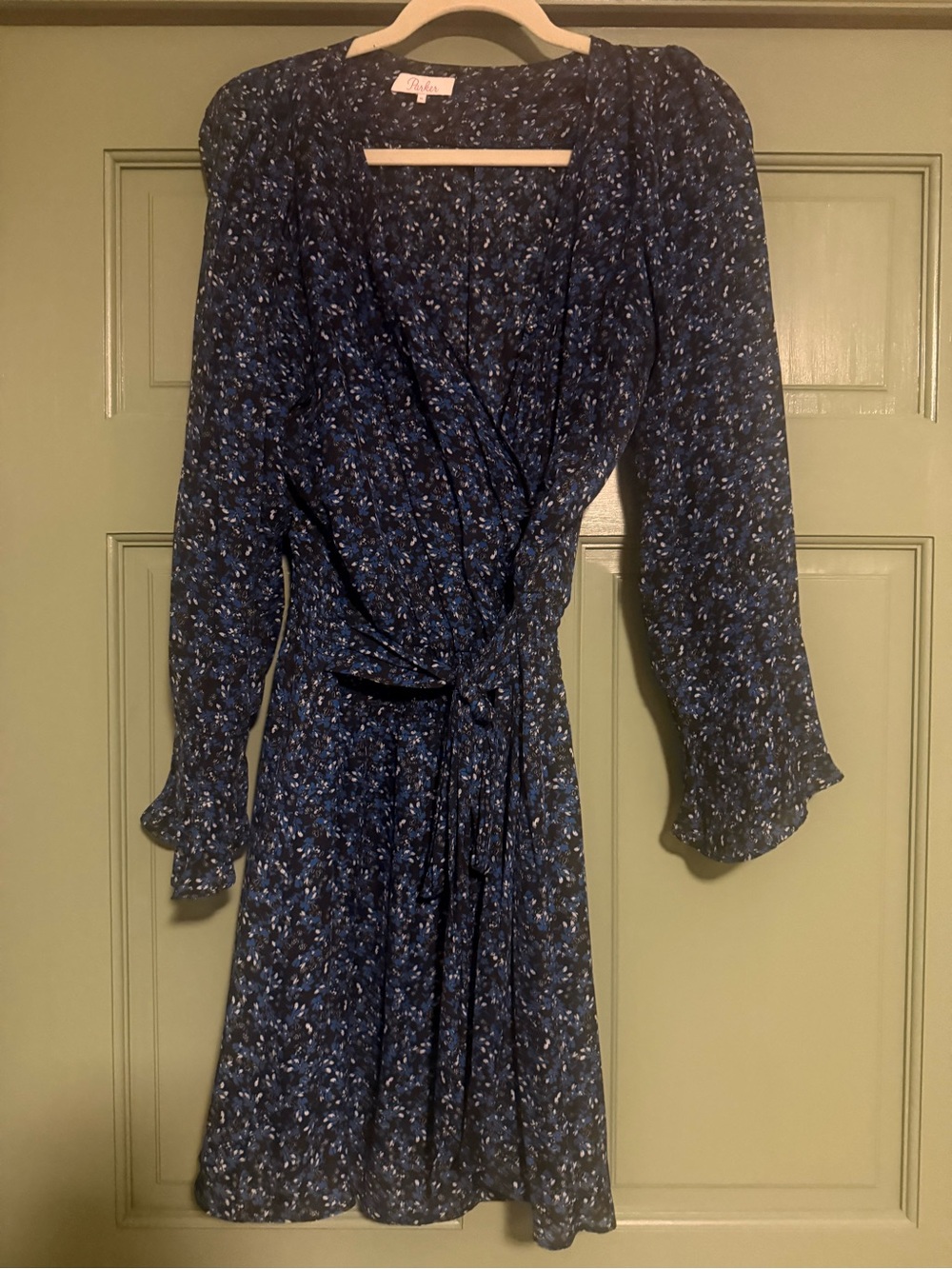 Parker Navy Blue Floral Wrap Mini Dress